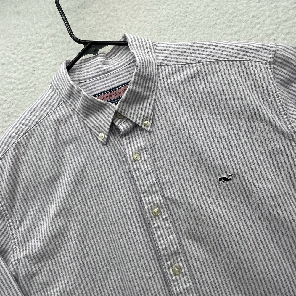 Vineyard Vines Collegiate Shirt Mens XL Purple‎ White Striped Button Up Preppy